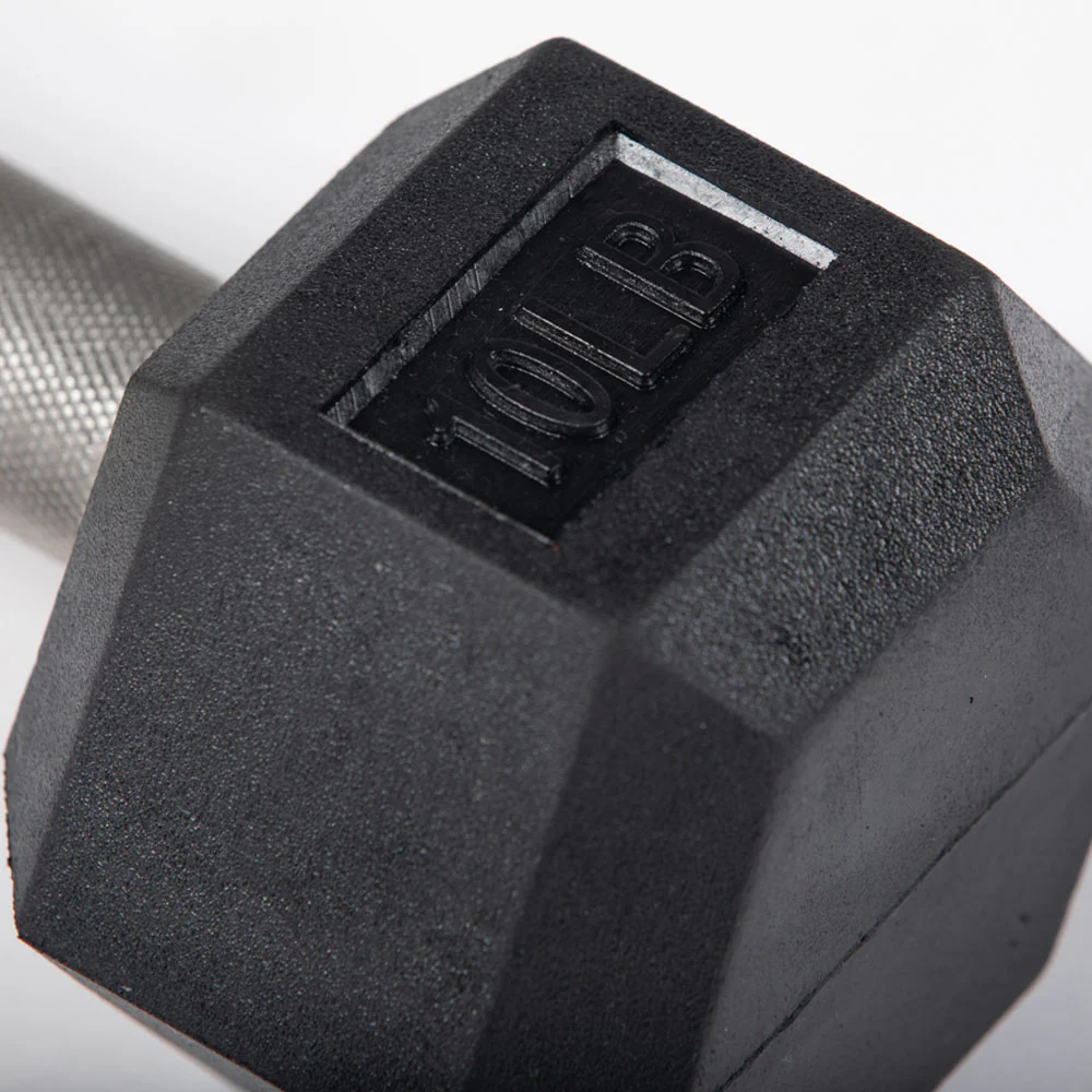 10 LB Straight Stainless Steel Hex Dumbbells - Image 3