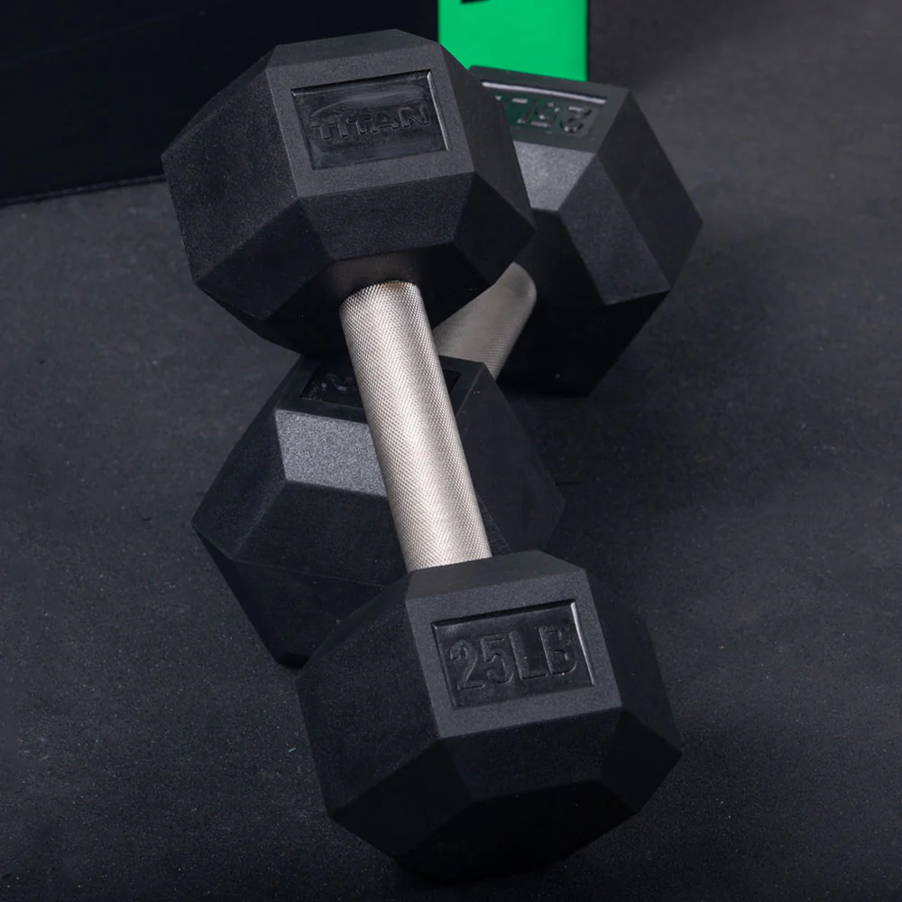 10 LB Straight Stainless Steel Hex Dumbbells - Image 5