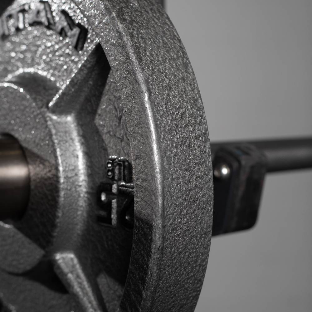Scratch and Dent, 25 LB Pair Cast Iron Olympic Plates - Image 5