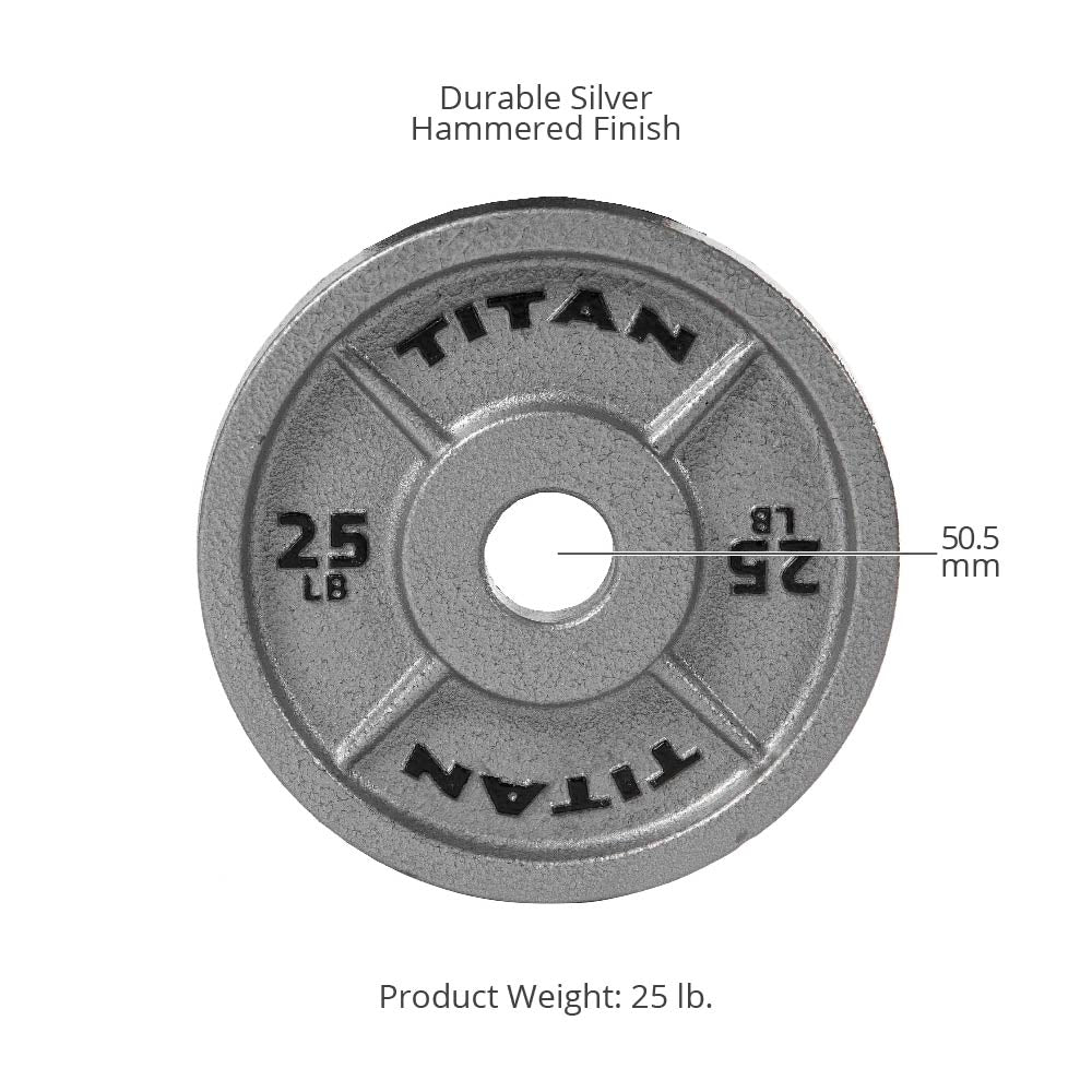 Scratch and Dent, 25 LB Pair Cast Iron Olympic Plates - Image 7