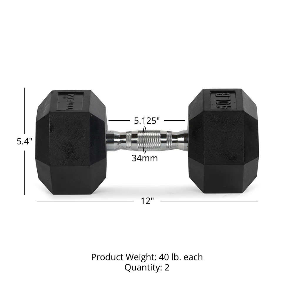 Scratch and Dent, 40 LB Rubber Hex Dumbbell - Image 6