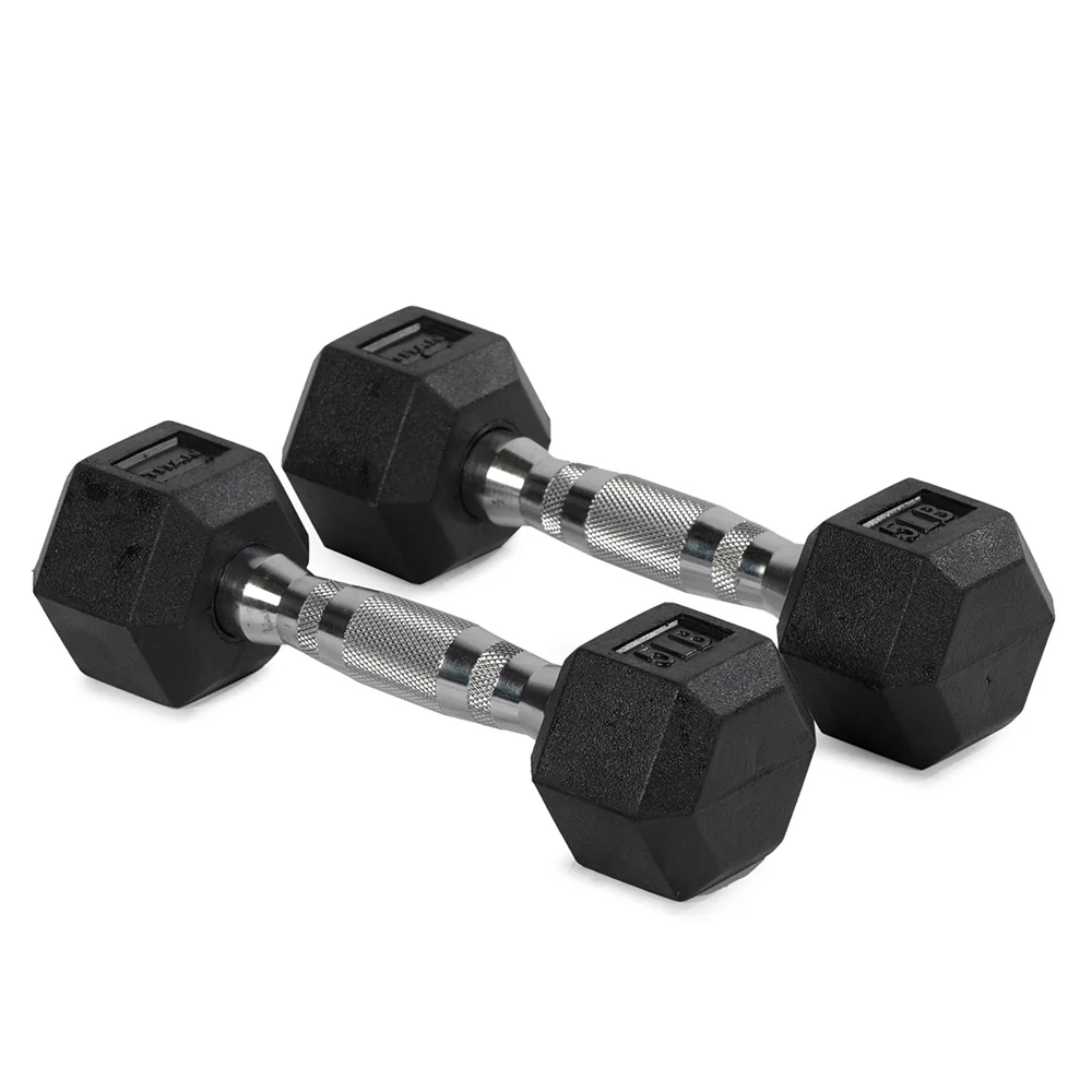 Scratch and Dent, 5 LB Rubber Hex Dumbbells