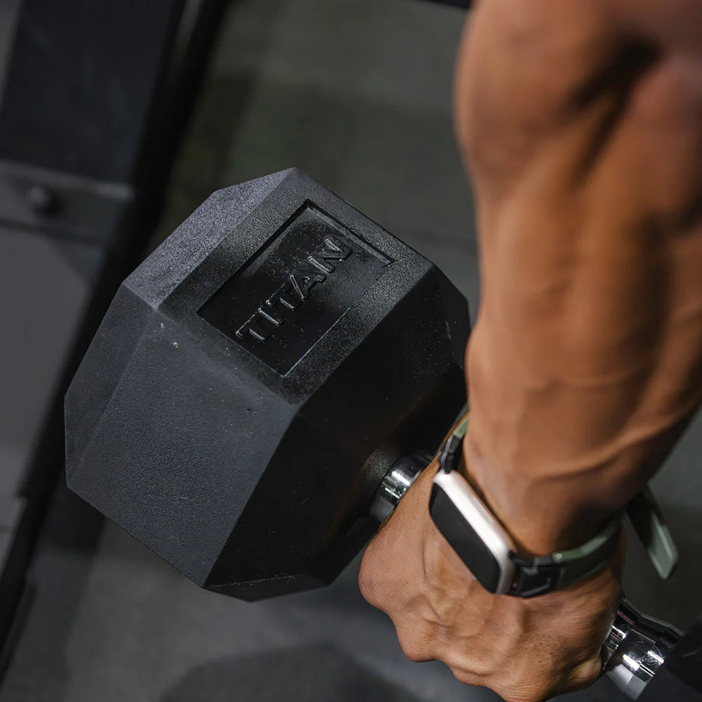 70 LB Rubber Hex Dumbbells - Image 6