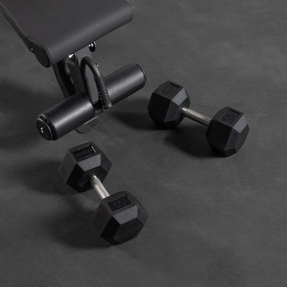 85 LB Straight Stainless Steel Hex Dumbbells - Image 2