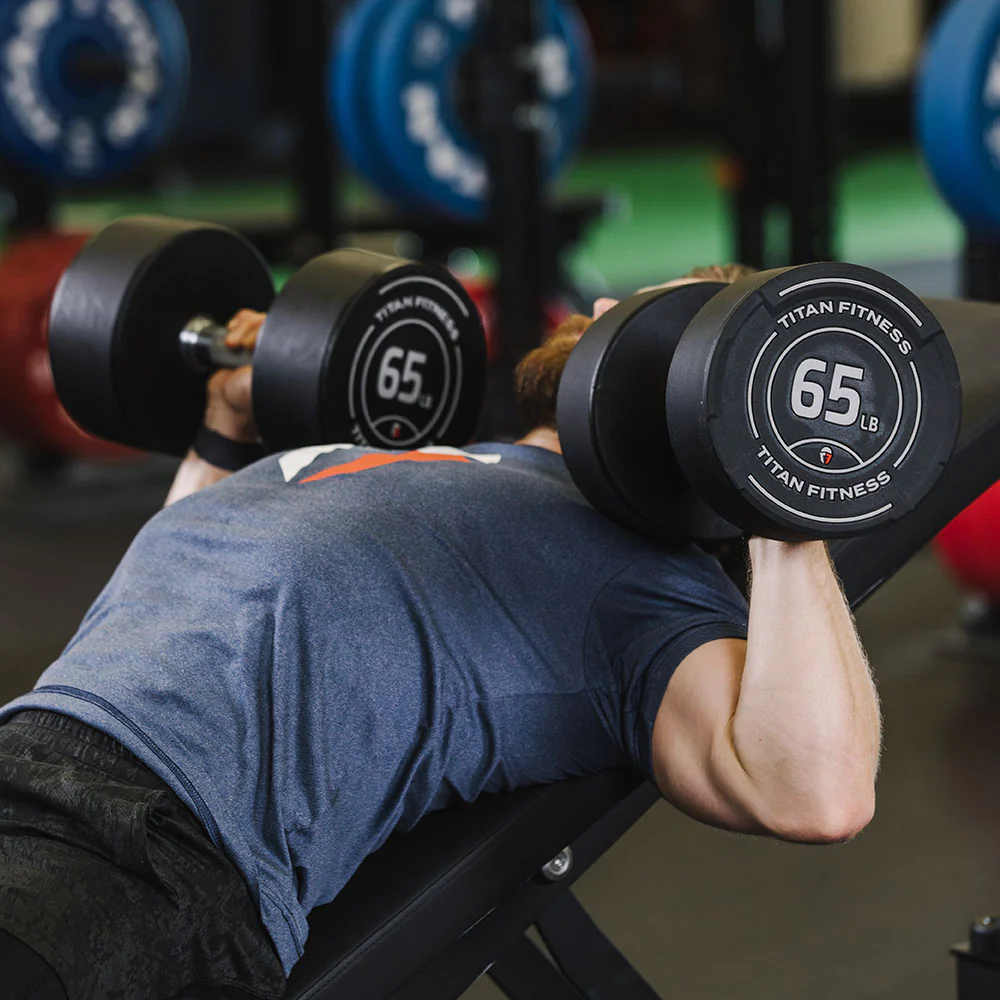 95 LB Pair Round Urethane Dumbbells - Image 3