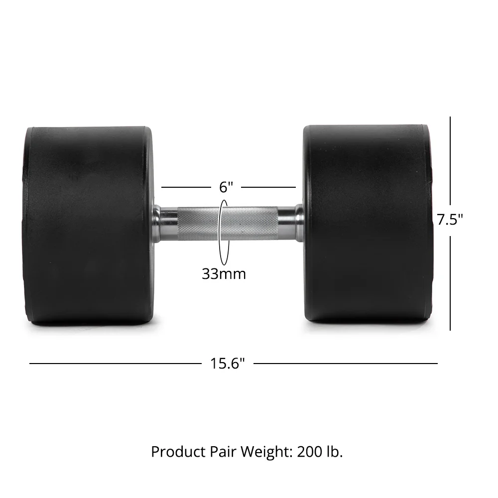 100 LB Pair Round Urethane Dumbbells - Image 8