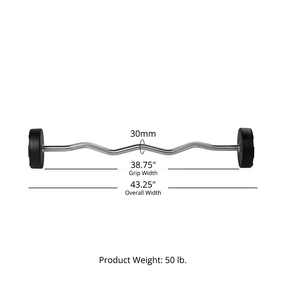 Scratch and Dent, 50 LB EZ Curl Fixed Urethane Barbell - Image 9