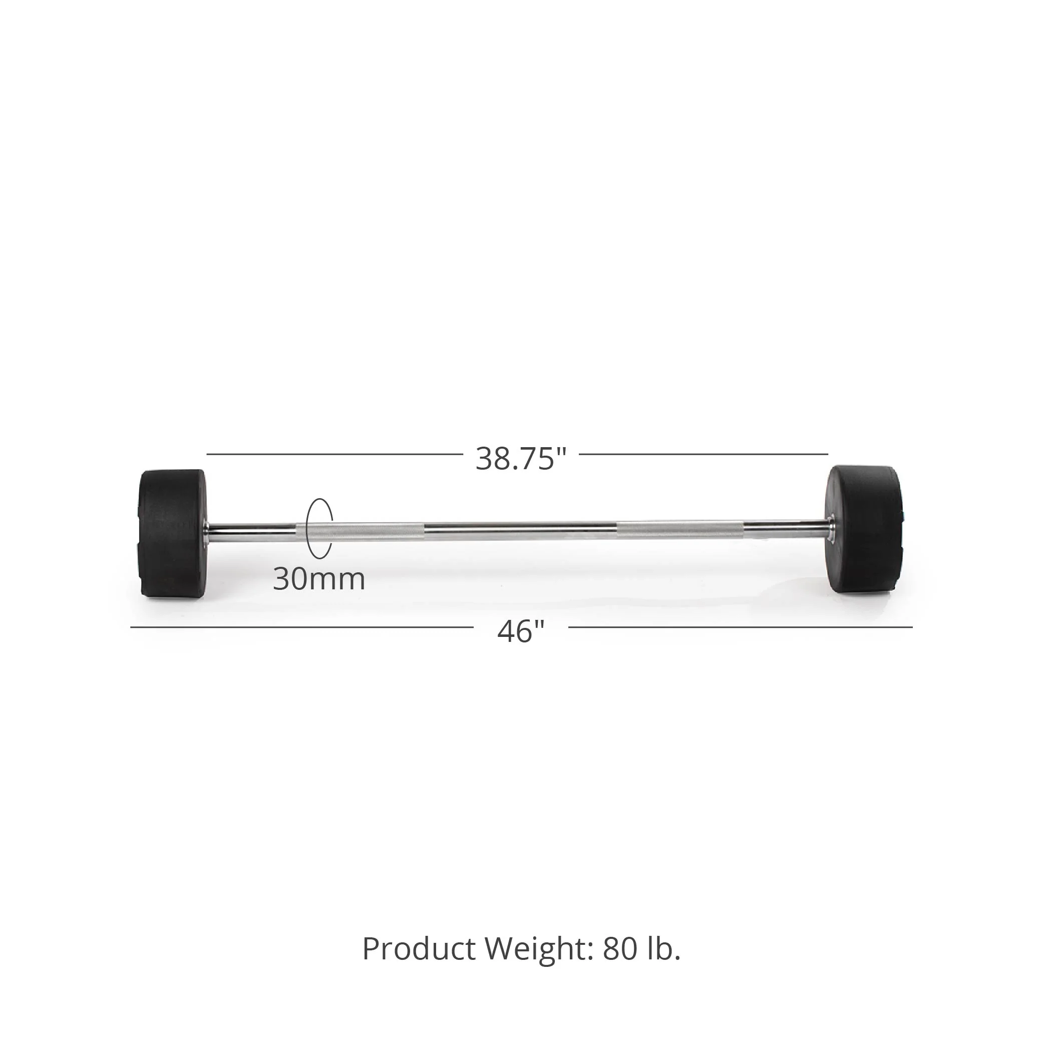 Scratch and Dent, 80 LB Straight Fixed Urethane Barbell - Image 8