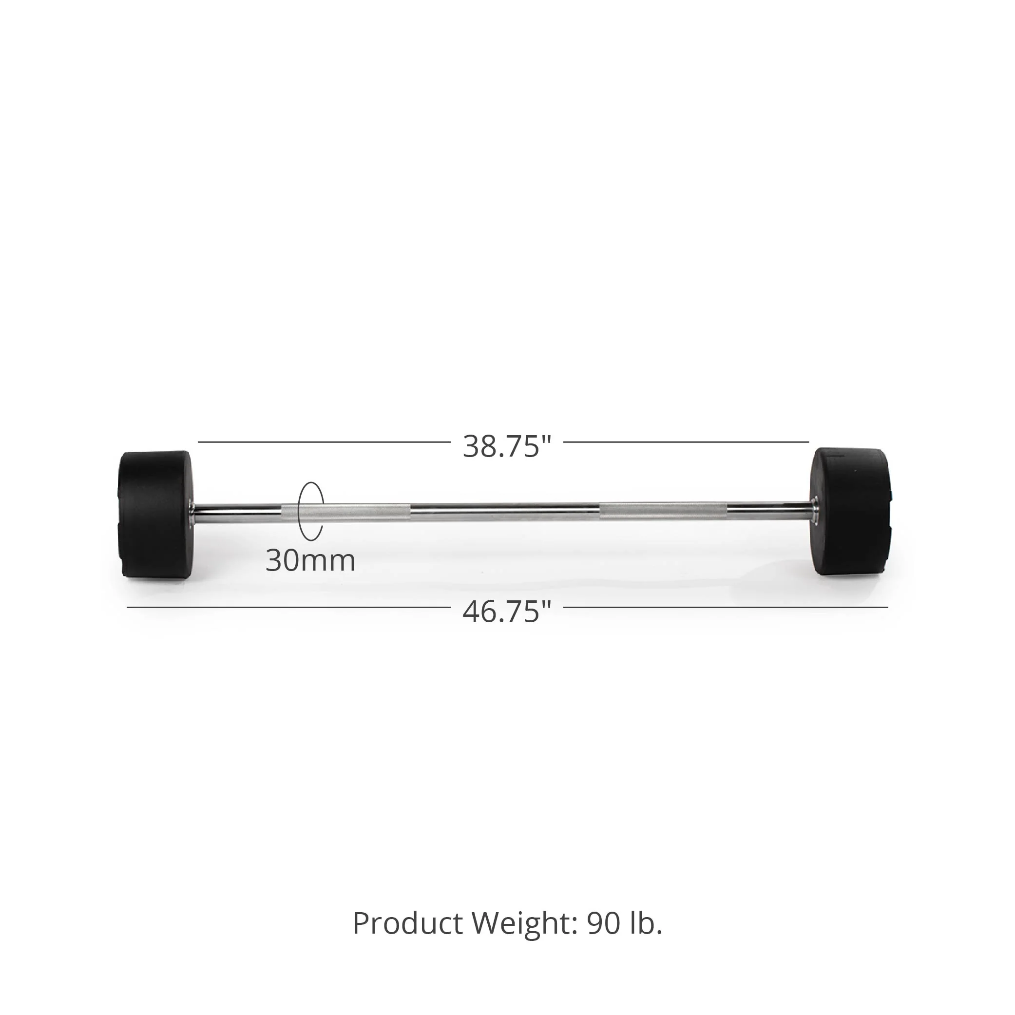 Scratch and Dent, 90 LB Straight Fixed Urethane Barbell - Image 8