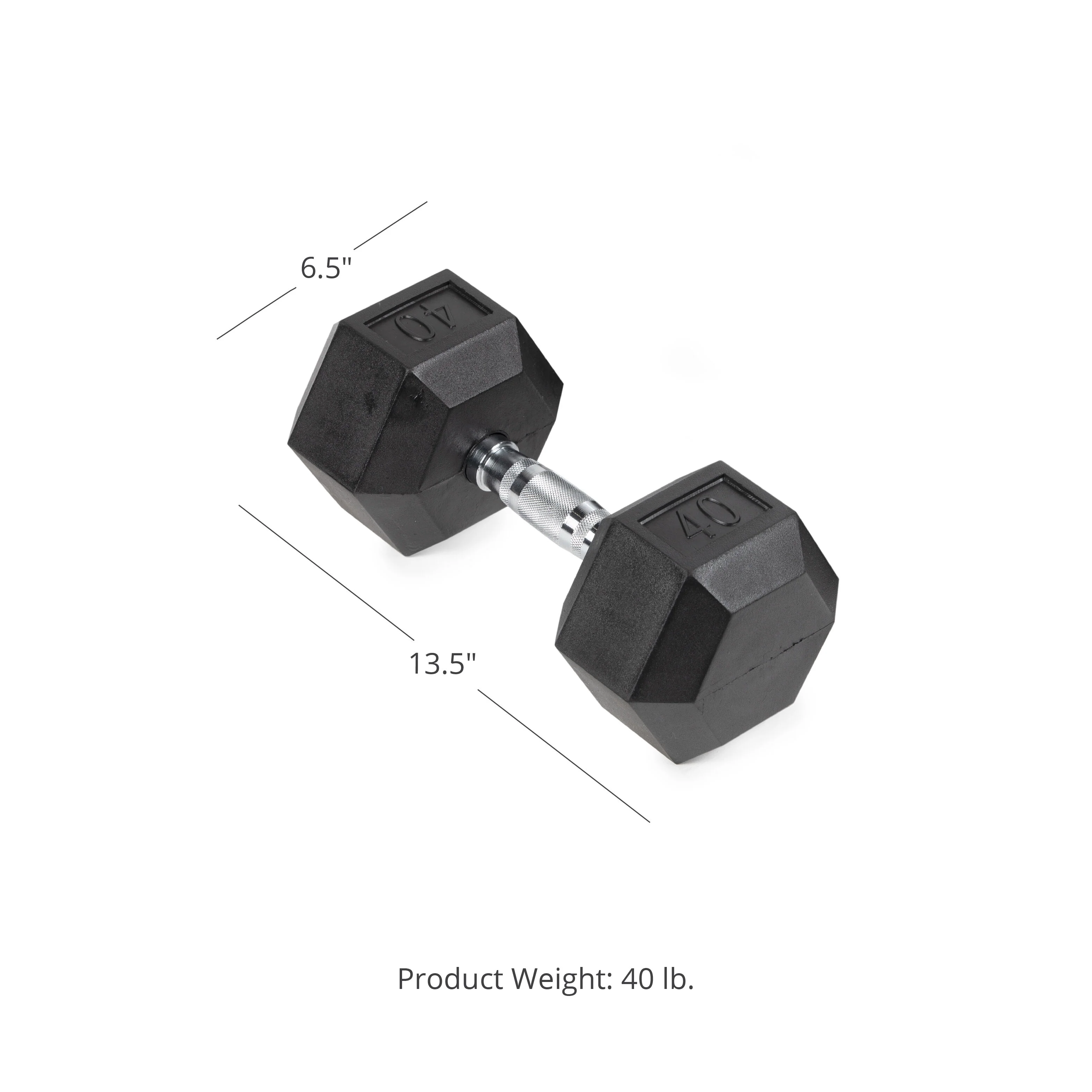 Scratch and Dent - 40 LB Rubber Hex Dumbbell - FINAL SALE