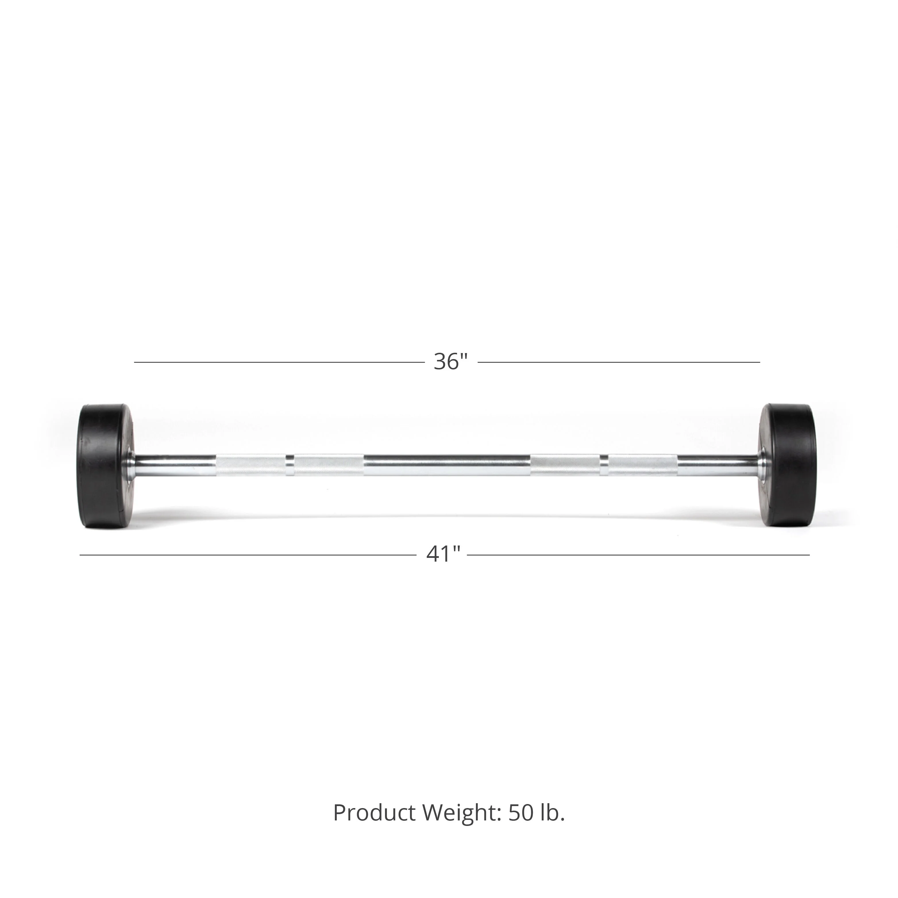 Scratch and Dent - 50 LB Straight Rubber Fixed Barbell - FINAL SALE - Image 2